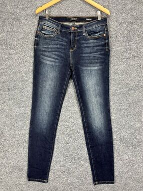 Judy Blue Skinny Jeans Women 31” Waist 13 Dark Wash Faded Mid Rise Denim Cotton